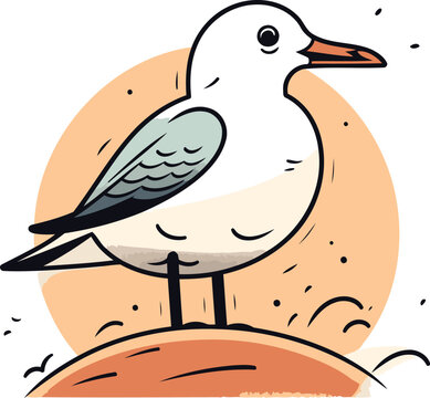 recommend clip art: Seagull on the beach. Vector illustration in cartoon style.