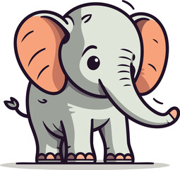 Fototapeta premium Cute cartoon elephant. Vector illustration isolated on a white background.
