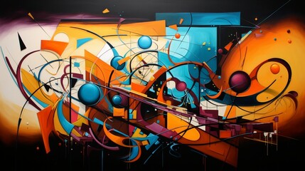 A riot of colors and shapes in an abstract masterpiece, a true celebration of artistic diversity.