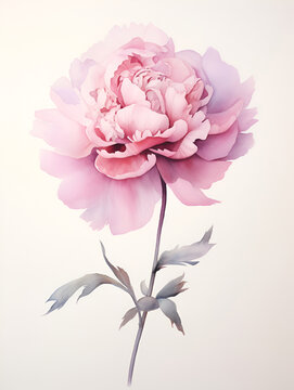 Hand painted pink peony flower. Picture close up for your design
