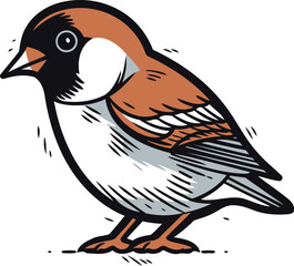 Fototapeta premium Sparrow. Hand drawn vector illustration. Isolated on white background.