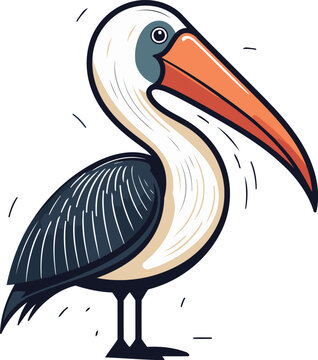 recommend clip art: Pelican bird isolated on white background. Vector illustration in cartoon style.