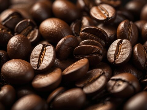 Beautiful and textured coffee beans, top view. Coffee background