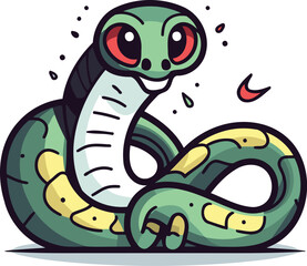 Obraz premium Cute cartoon snake. Vector illustration on white background. Isolated.