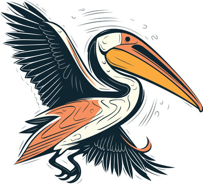 recommend clip art: Vector illustration of pelican isolated on white background. Hand drawn illustration.