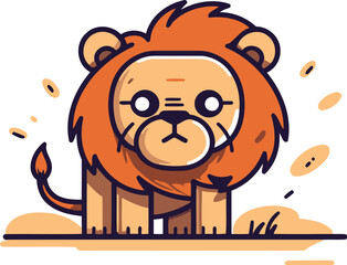 Fototapeta premium Cute cartoon lion. Vector illustration. Cute animal character.