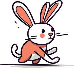 Obraz premium Cute cartoon bunny. Vector illustration in doodle style.