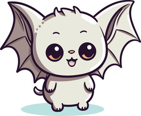 Fototapeta premium Cute cartoon bat isolated on a white background. Vector illustration.