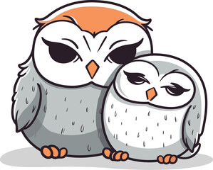 Owl family cartoon icon. Animal character design. Vector illustration.