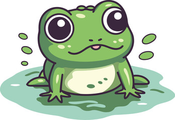 Cute cartoon frog. Vector illustration isolated on a white background.