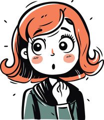 Illustration of a young woman with a surprised expression. Vector.