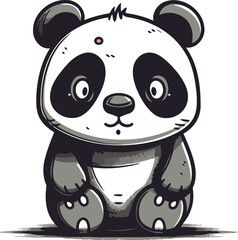 Cute panda sitting on a white background. Vector illustration.