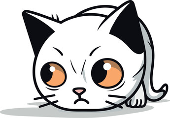 Cute cartoon cat. Vector illustration. Isolated on white background.