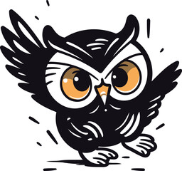Owl vector illustration on white background. Cute cartoon owl.