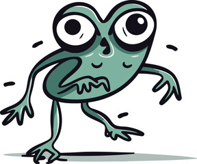 Funny cartoon frog. Vector illustration isolated on a white background.