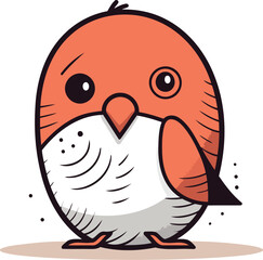 Cute little bird. Vector illustration. Isolated on white background.