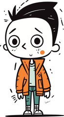 Funny cartoon man. Vector illustration of a boy in casual clothes.