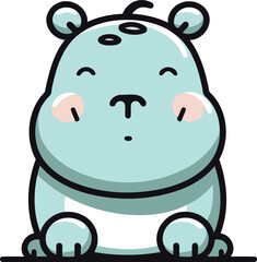 Cute cartoon hippopotamus. Vector illustration of a hippo.