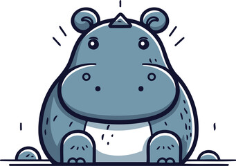 Cute hippopotamus. Vector illustration in doodle style