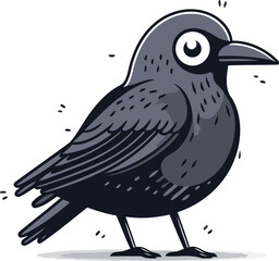 Cute cartoon crow. Vector illustration isolated on a white background.