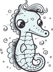 Seahorse. Hand drawn vector illustration in doodle style.