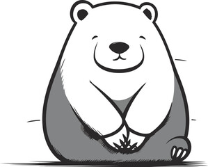 Polar bear. Black and white vector illustration isolated on white background
