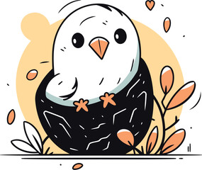 Obraz premium Cute cartoon bird. Vector illustration in doodle style.
