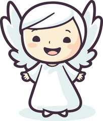 Cute Angel Character Vector Illustration. Cartoon Angel Character Design.