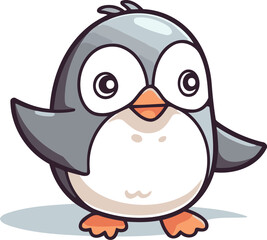 Cute penguin character cartoon vector illustration. Funny penguin mascot.