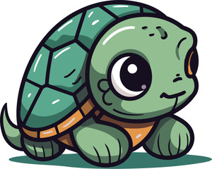 Cute cartoon turtle. Vector illustration isolated on a white background.