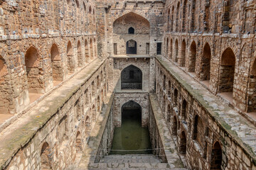 Historic stepwell Agrasen Ki Baoli in Delhi India. 108 steps