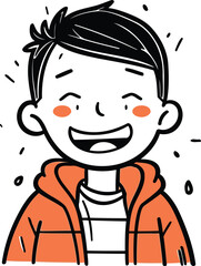 Cute cartoon boy with funny expression on face. Vector illustration.