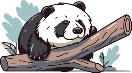 Cute panda bear sitting on a log. Vector illustration. © Ehtisham
