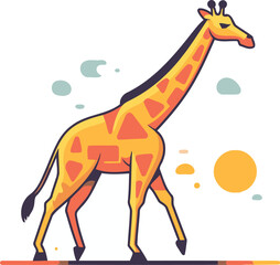 Giraffe flat vector illustration. Giraffe standing on a white background.