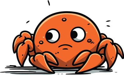 Cute cartoon crab. Vector illustration isolated on a white background.