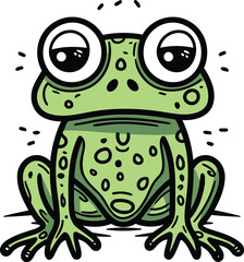 Cute cartoon frog. Vector illustration isolated on a white background.