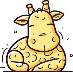 Cute giraffe cartoon. Vector illustration in doodle style