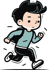 Running man cartoon character vector illustration. Running and jogging theme.