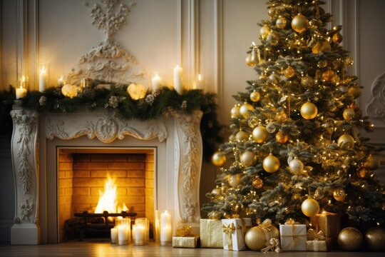 A beautifully decorated Christmas tree in a cozy home, celebrating the holiday season with warmth and style.