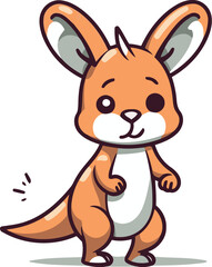 Cute kangaroo cartoon vector illustration. Cute kangaroo character.