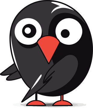 recommend clip art: Cute black bird isolated on white background. Cartoon vector illustration.