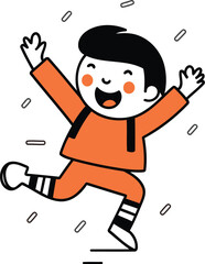 Cheerful boy jumping in the air. Vector flat illustration.