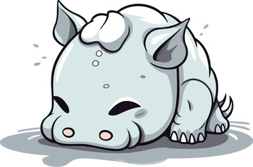 rhinoceros isolated on a white background. Vector illustration.
