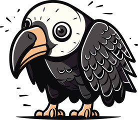 Vector illustration of a vulture on a white background in cartoon style