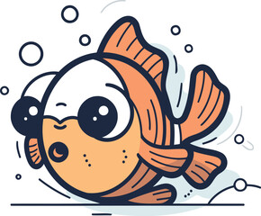 Cute cartoon fish. Vector illustration. Cute fish. Sea life.
