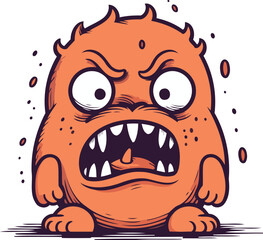 Angry cartoon monster. Vector illustration isolated on a white background.