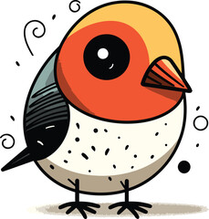 Cute cartoon bullfinch. Vector illustration on white background.