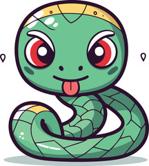 Cute cartoon snake. Vector illustration of a funny snake character.