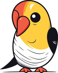 Cute cartoon parrot. Vector illustration isolated on white background.