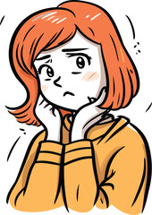 Illustration of a young woman with a worried expression on her face